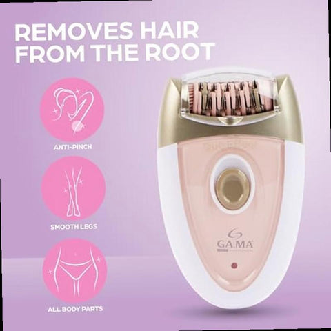 Epilady Gama Delicare Duo Rechargeable Epilator for Women Cordless Electric Hair Removal Device Hair Remover for Women Bikini Trimmer for Women Pubic Hair Dual Head Dual Volt 2 Speed LED Light