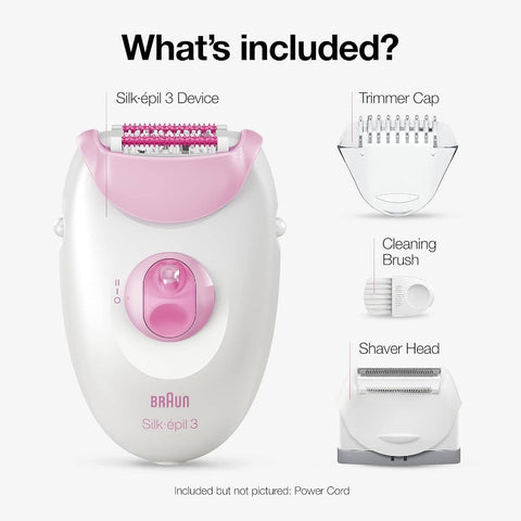 Epilator Silk - epil 3 3 - 270, Hair Removal Device, Epilator Women, Shaver Trimmer, Hair Removal, Facial Hair Removal, Body Hair Removal, Compact Design, Portable Device, Easy to Clean, Smooth Operation, Tweezerman Tool
