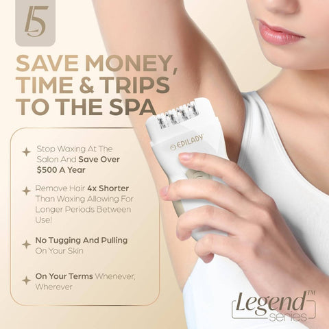 Legend 5 Rechargeable Hair Removal Device, 56 Tweezers, Two Speed Settings, Complete Body Epilator for Women, Automatic Power Off, Portable, Includes Cleaning Brush