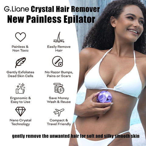 G.Liane Hair Eraser - Painless Nano Glass Epilator & Hair Remover, Wax-Free Instant Hair Removal Device, Portable for Legs, Bikini, Sensitive Beige - & Women, No Refills\u002F-Free, Long-Lasting (Violet)