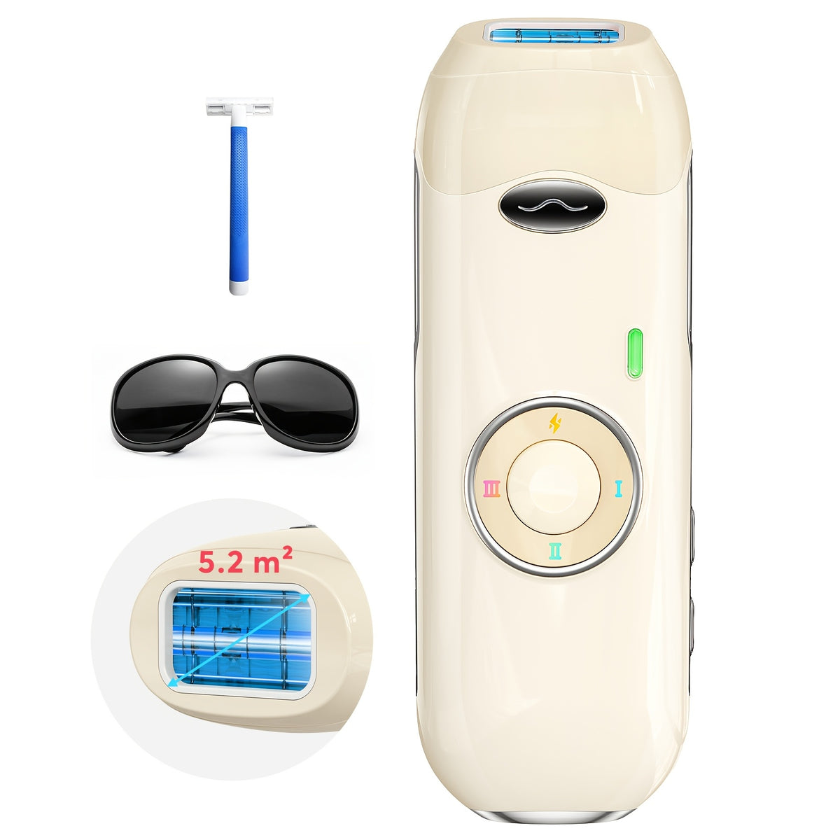 IPL Hair Removal Equipment For Women And Men - 5.2 Cm² Contact, Powerful Long-Lasting IPL Hair Removal At-home, With Ultra-fast Light Emission For Whole Body Use