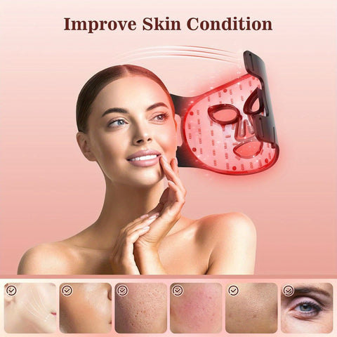 FDA Cleared 3 Modes Portable Led Face Mask Light With Remote, 850nm Mask With Timing Function At Home 180 LED Beads