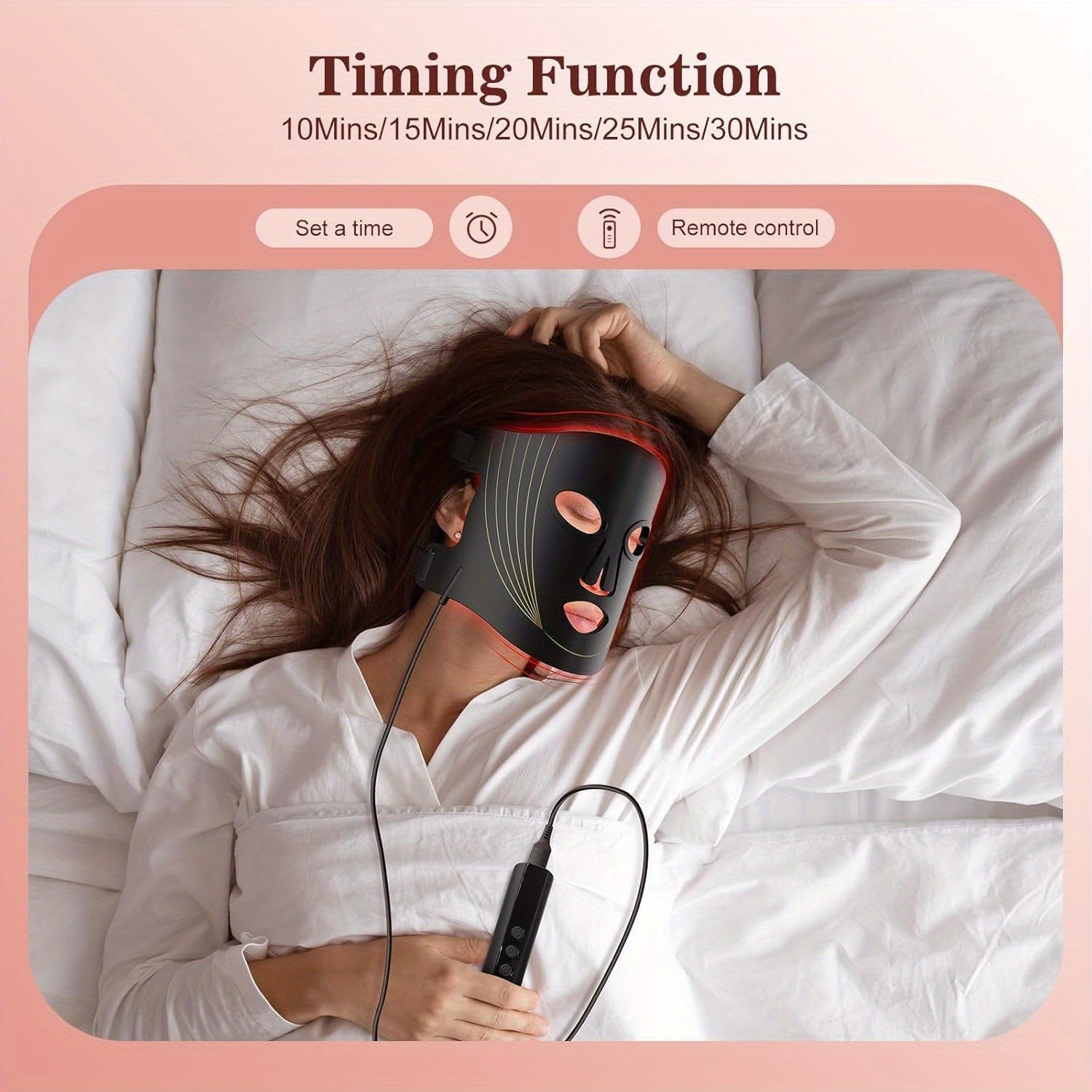 FDA Cleared 3 Modes Portable Led Face Mask Light With Remote, 850nm Mask With Timing Function At Home 180 LED Beads