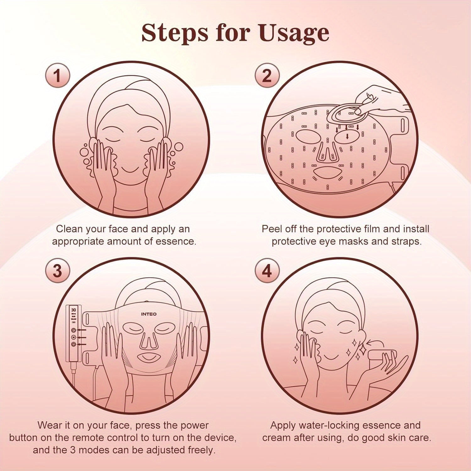 FDA Cleared 3 Modes Portable Led Face Mask Light With Remote, 850nm Mask With Timing Function At Home 180 LED Beads