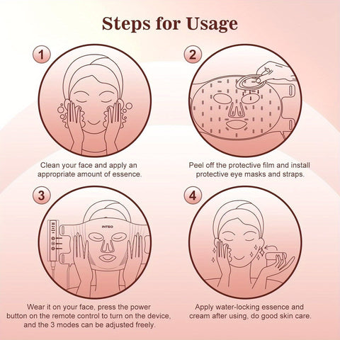 FDA Cleared 3 Modes Portable Led Face Mask Light With Remote, 850nm Mask With Timing Function At Home 180 LED Beads