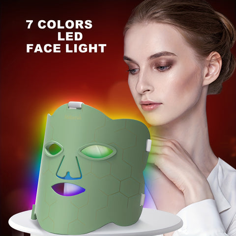 Seven Color Silicone Flexible LED Facial Mask, 10\u002F15\u002F20 Minute Timer, Portable Facial Tool With Timer Settings, For Home And Travel, Best Valentine'S Day Gift, Birthday Gift, Surprise Gift For Girlfriend, Wife