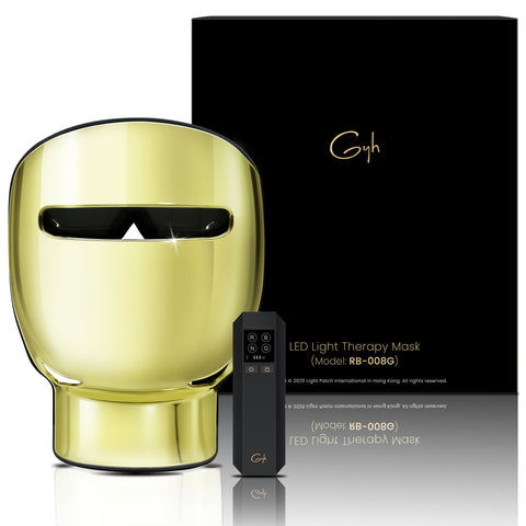 GYH RB-008G (3000mAh) | 8-Color LED Light Relax Mask with Neck Part & Handheld Light Wand - Infrared & Red Light Relax for Face, Wireless, Lightweight, Wrinkle Reduction & Resistance, suitable for home, travel, salon & spa, etc., Perfect Gift for Women