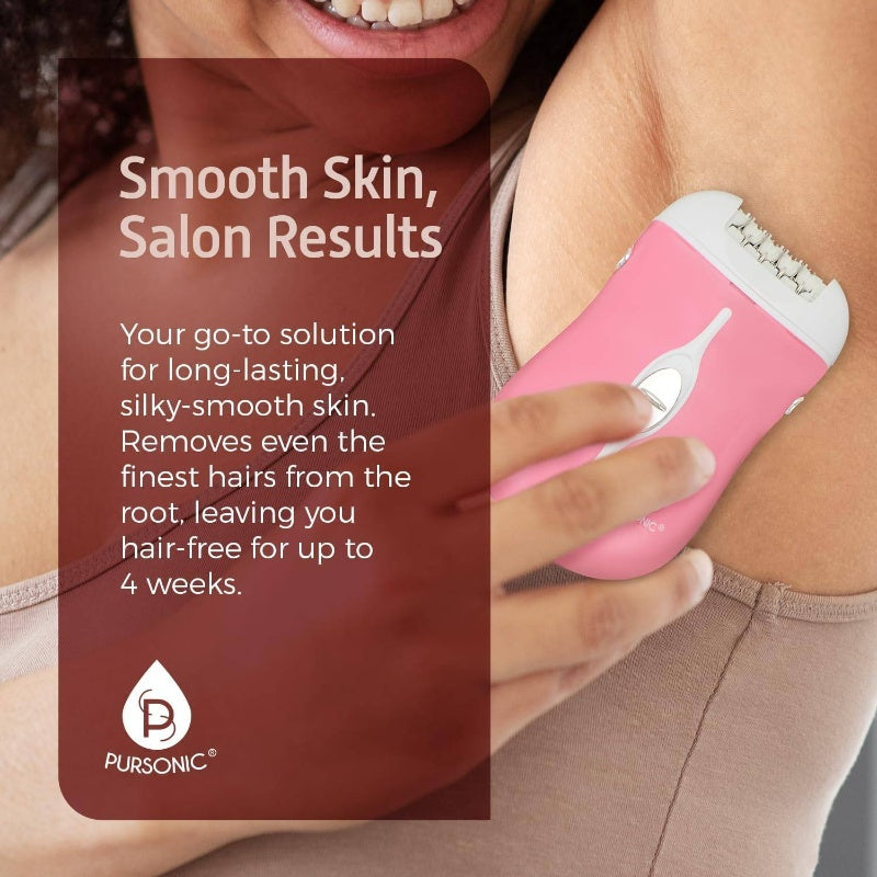 Fe120P Cordless Epilator with 40 Tweezers - Rechargeable 2 Speed Epilators Hair Removal Women - Compact Hair Removal Device Arms, Underarms Bikini Area Pink, Bikini Area Hair Remover, Facial Hair Tweezing, Compact Epilator Device, Dual Speed Epilator
