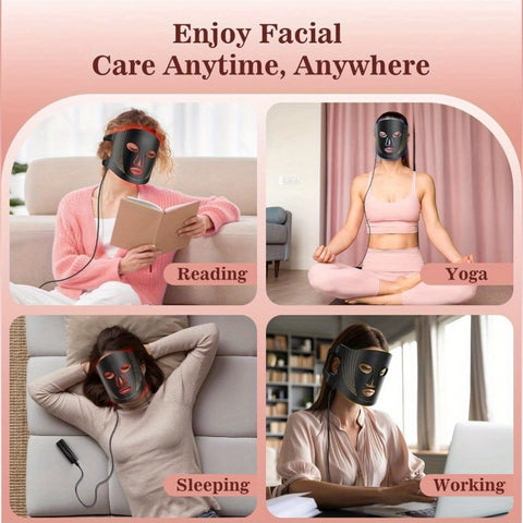 FDA Cleared 3 Modes Portable Led Face Mask Light With Remote, 850nm Mask With Timing Function At Home 180 LED Beads