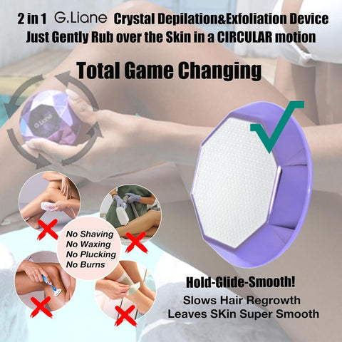 G.Liane Hair Eraser - Painless Nano Glass Epilator & Hair Remover, Wax-Free Instant Hair Removal Device, Portable for Legs, Bikini, Sensitive Beige - & Women, No Refills\u002F-Free, Long-Lasting (Violet)