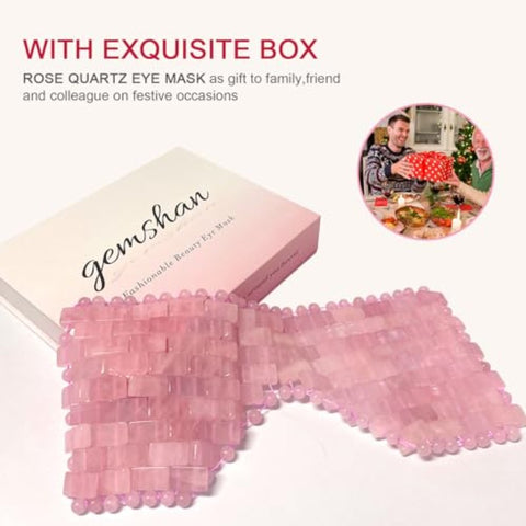 Rose Quartz Jade Eye Mask - Hot & Cold Facial Mask for, Cooling & Skincare, Sensitive Light Safe with Spatula Applicator, Pink Gemstone Design to Dark Circles & Puffiness, & Collagen Boosting, Beauty Sleep Mask, Gemstone, Selfcare Routine