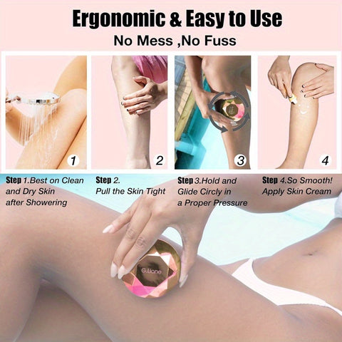 G.Liane Crystal Hair Eraser - Painless Nano Glass Epilator for Women &, No Wax\u002FNo Laser\u002FNo Blades, Portable Hair Removal Device with Golden Tip, At-\u002FSalon Use, Sensitive Beige, Instantly Reduces Hair (No Refills\u002F