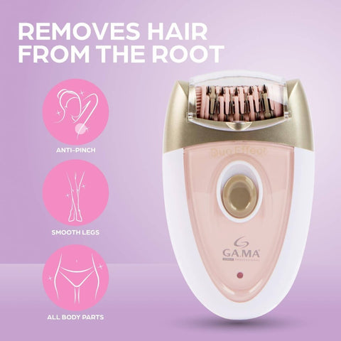 Gama Delicare Cordless Rechargeable Epilator for Women - Dual-Speed (2-Speed) Hair Removal Device with LED Light, Bikini Trimmer for Pubic Hair, Non-Standard Battery