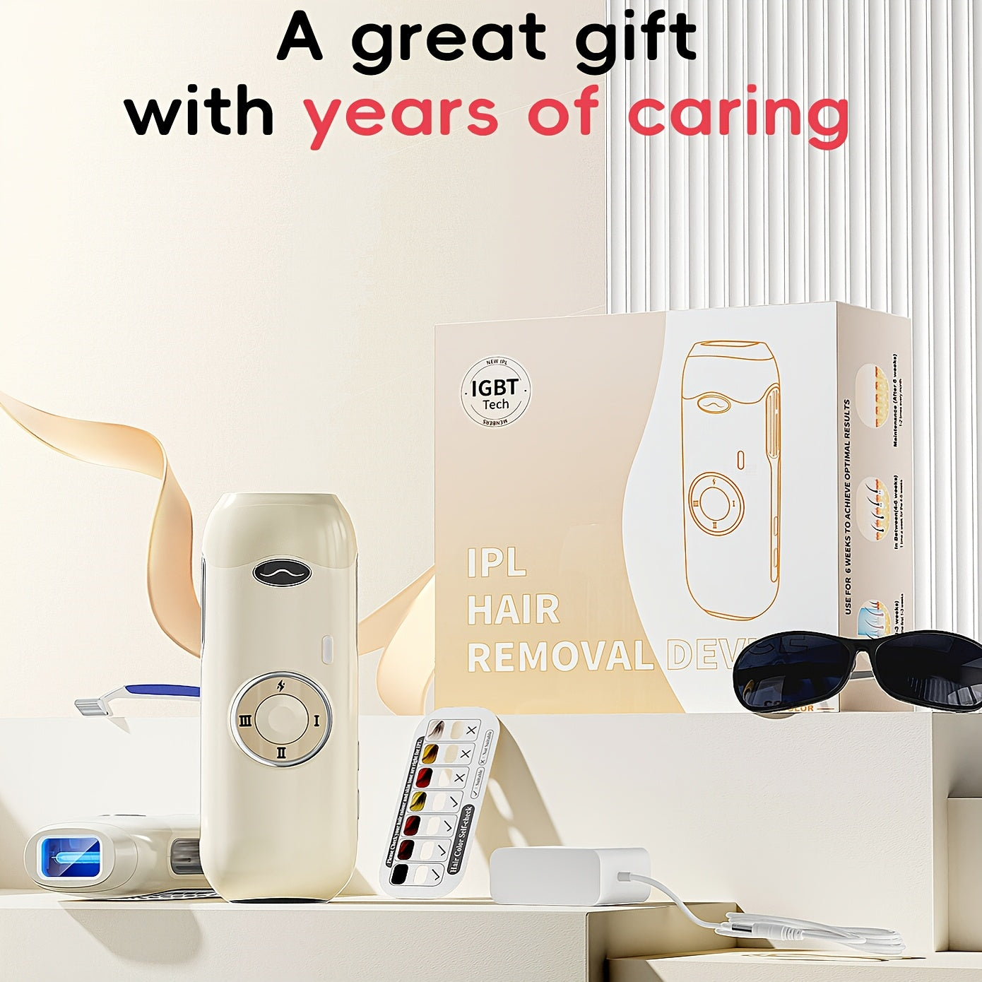 IPL Hair Removal Equipment For Women And Men - 5.2 Cm² Contact, Powerful Long-Lasting IPL Hair Removal At-home, With Ultra-fast Light Emission For Whole Body Use