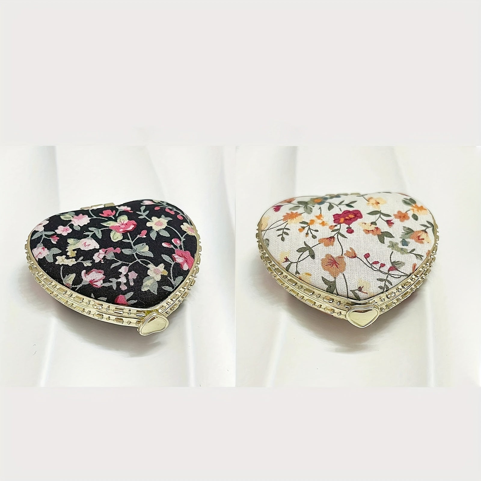 1pc\u002F2pcs Portable Heart-Shaped Folding Makeup Mirror, Retro Double-Sided Vanity Mirror for Living Room, Bedroom, Bathroom & Travel Accessories