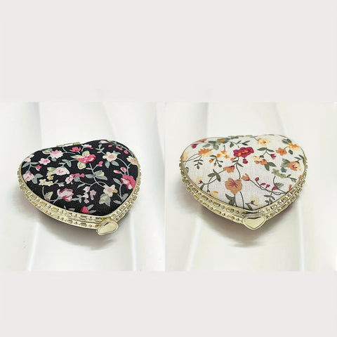 1pc\u002F2pcs Portable Heart-Shaped Folding Makeup Mirror, Retro Double-Sided Vanity Mirror for Living Room, Bedroom, Bathroom & Travel Accessories