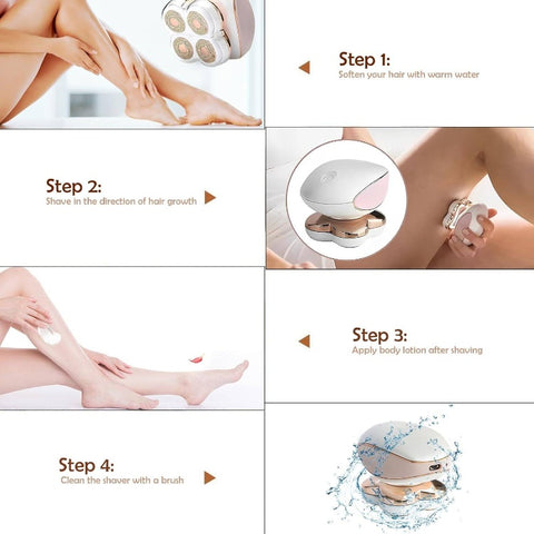 Women's Painless Hair Removal Razor - -like (Adapter-) Epilation Device with LED Light, Instant Shaver for Sensitive Light Beige, Bikini\u002FUnderarm\u002FUpper Lip\u002FGroin, Portable with Storage Bag & Adapter (No Laser, -Free)