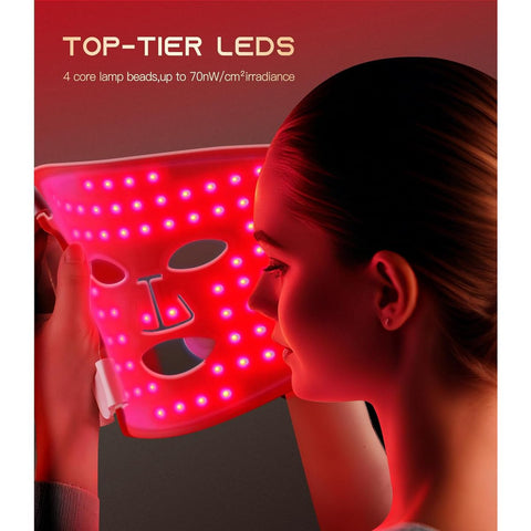 Wireless LED Face Mask with Near-Infrared Red Light (NIR) - 5 Modes, 380-850nm Multi-Wavelength, Rechargeable Beauty Device for Women & Men