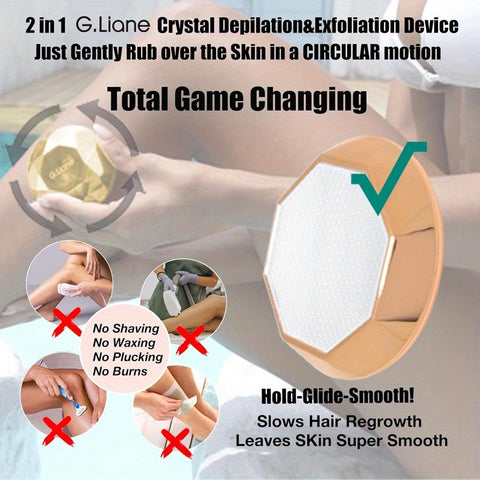 G.Liane Crystal Hair Eraser - Painless Nano Glass Epilator for Women &, No Wax\u002FNo Laser\u002FNo Blades, Portable Hair Removal Device with Golden Tip, At-\u002FSalon Use, Sensitive Beige, Instantly Reduces Hair (No Refills\u002F