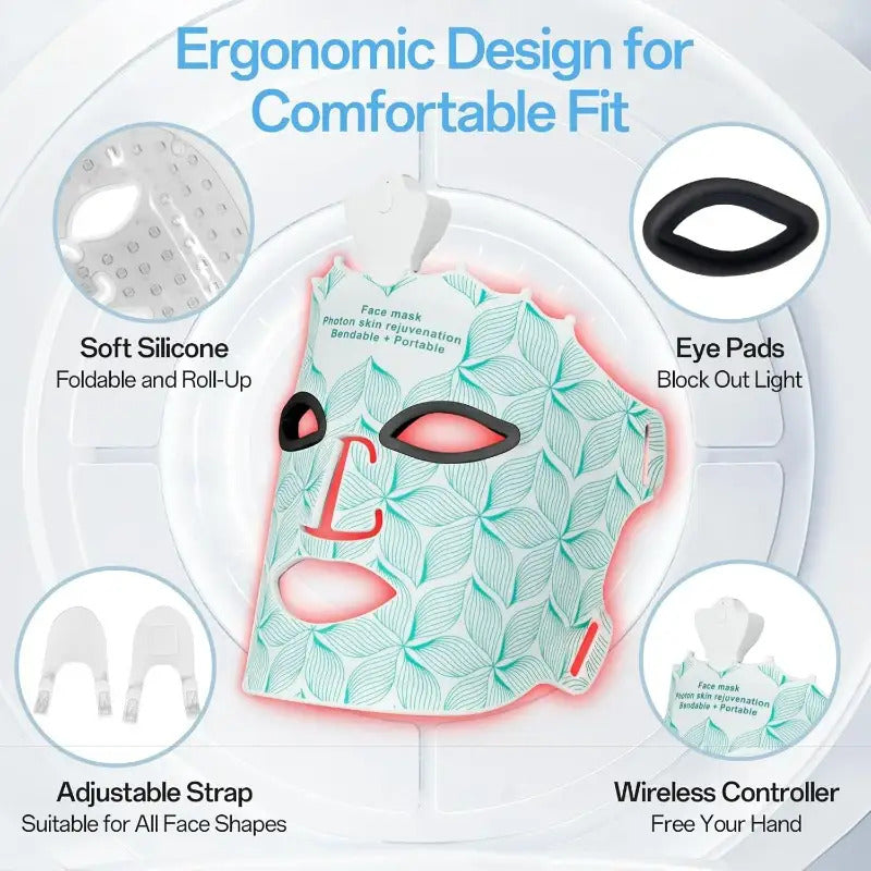 Red Light Mask, Suitable for Women, 7 Colors, Facial Mask Skincare, Home Wireless Device, Skin Care Mask