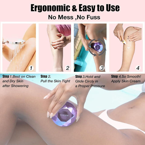 G.Liane Hair Eraser - Painless Nano Glass Epilator & Hair Remover, Wax-Free Instant Hair Removal Device, Portable for Legs, Bikini, Sensitive Beige - & Women, No Refills\u002F-Free, Long-Lasting (Violet)