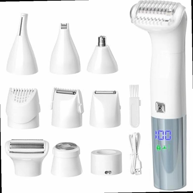 Epilator for Women 6 in 1 Painless Body Shaver Facial Hair Removal for Face Armpits Arms Legs with Display Screen Rechargeable
