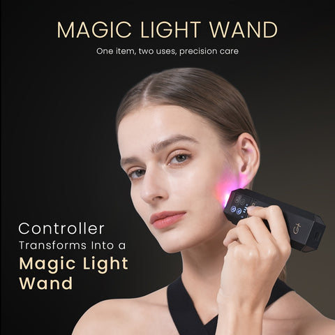 GYH RB-008G (3000mAh) | 8-Color LED Light Relax Mask with Neck Part & Handheld Light Wand - Infrared & Red Light Relax for Face, Wireless, Lightweight, Wrinkle Reduction & Resistance, suitable for home, travel, salon & spa, etc., Perfect Gift for Women