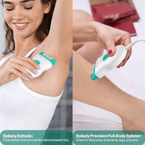 Epilady 2-in-1 Full-Body & Facial Epilator Bundle for Women - Corded\u002F- (AA Not Included) Hair Removal Device with Speed & Esthetic Modes, 31,000 RPM Epilator for Legs, Arms, Face, Bikini Line, Sensitive Beige