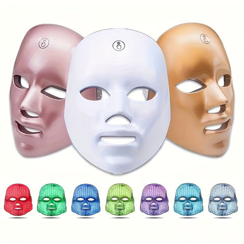 USB Rechargeable 7-color LED Face Mask Facial Care Tool