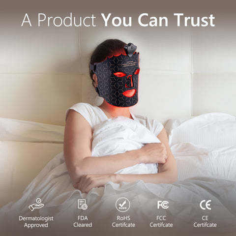 Fda Cleared, 7 Color Red Light Therapy Mask, LED Face Mask Light Therapy, Red Light Therapy For Face, Silicone Face Mask Skin Care At Home With Eye Protection Cushion For Anti Aging Wrinkles