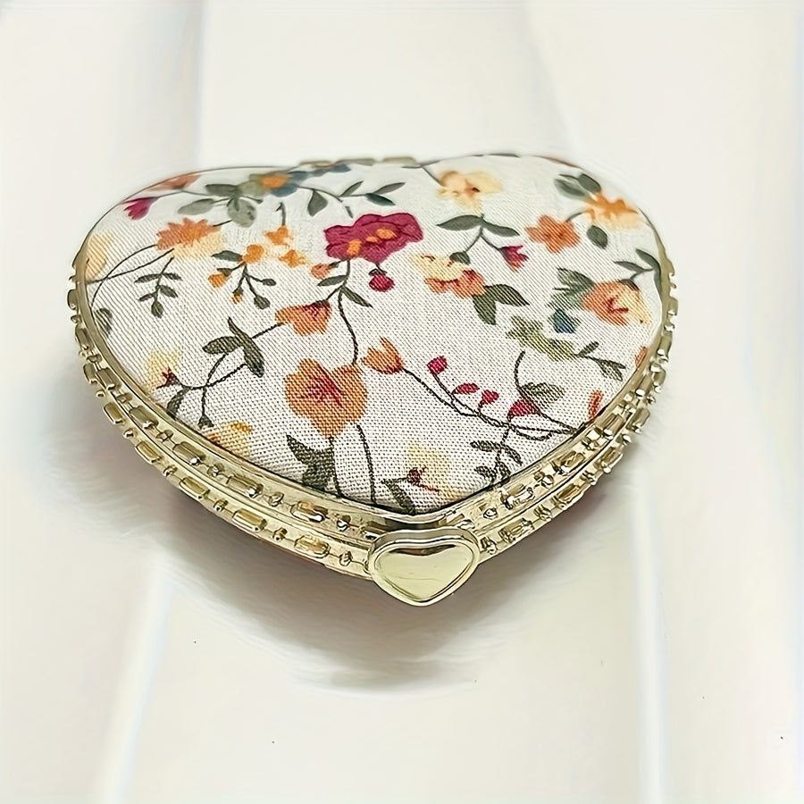 1pc\u002F2pcs Portable Heart-Shaped Folding Makeup Mirror, Retro Double-Sided Vanity Mirror for Living Room, Bedroom, Bathroom & Travel Accessories