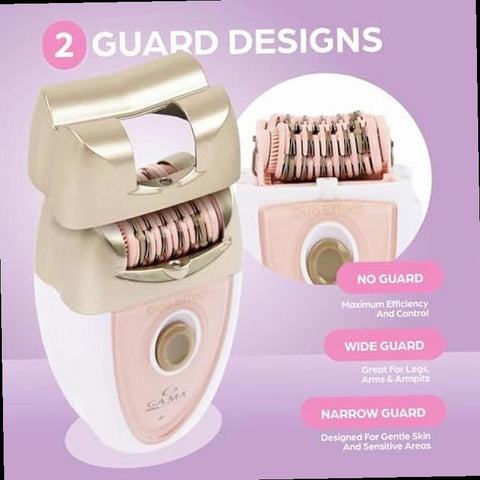 Epilady Gama Delicare Duo Rechargeable Epilator for Women Cordless Electric Hair Removal Device Hair Remover for Women Bikini Trimmer for Women Pubic Hair Dual Head Dual Volt 2 Speed LED Light