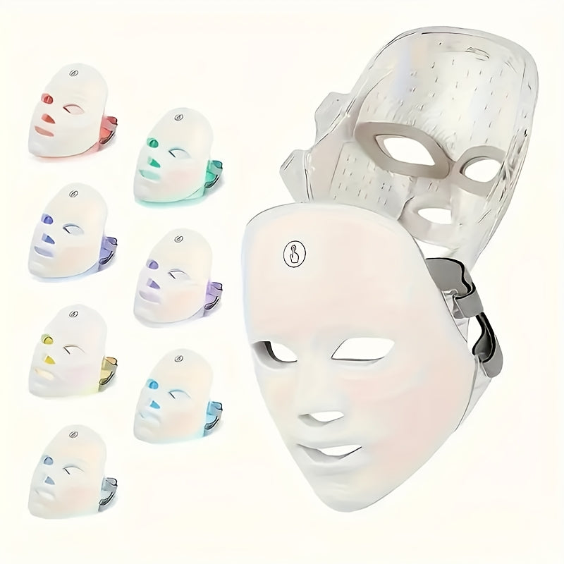 7-color Rechargeable LED Face Mask for Light Beige Care And Facial Skincare, Perfect for Mother's Day, Thanksgiving, Gifts, Girlfriends, Best Friends, And Mothers