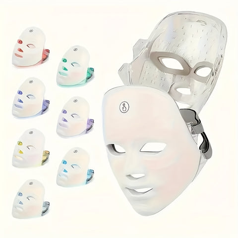 7-color Rechargeable LED Face Mask for Light Beige Care And Facial Skincare, Perfect for Mother's Day, Thanksgiving, Gifts, Girlfriends, Best Friends, And Mothers