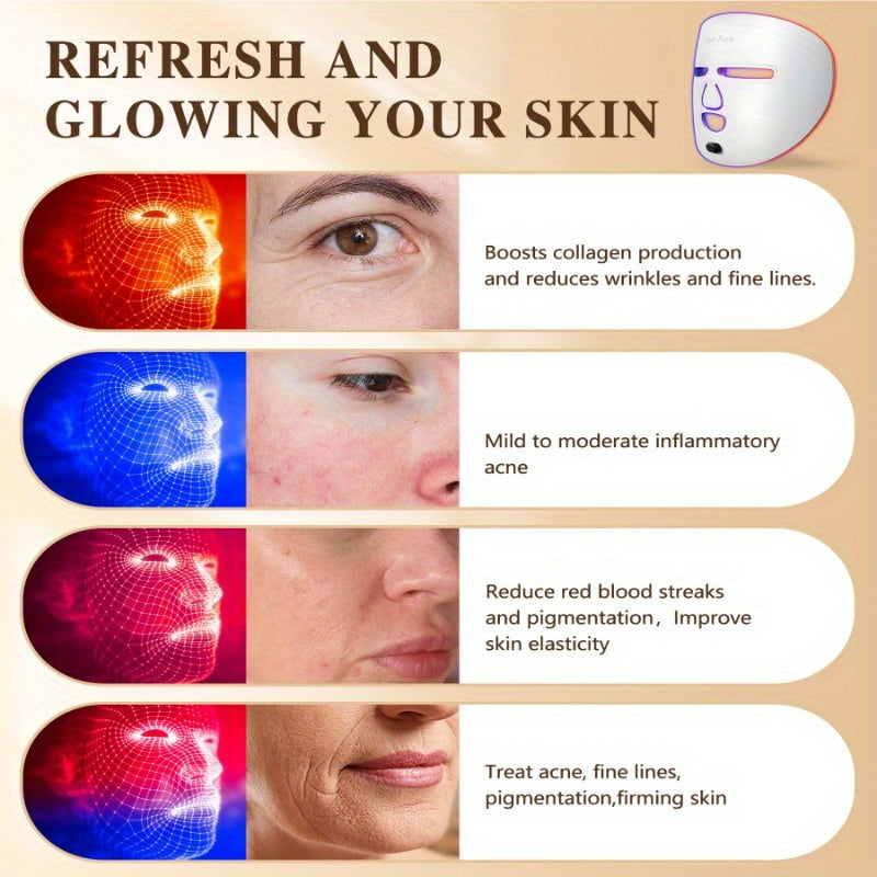 LED Face Mask Facial Care Tool Red Light Therapy Mask for Face for Skincare at Home Travel