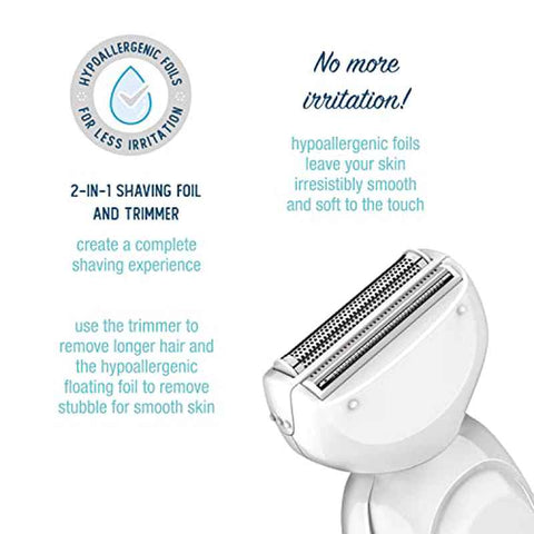 Conair Women'S Cordless Electric Trimmer Shaver - All-in-One Body & Facial Hair Removal Device with Ergonomic Design, Lithium-Ion Battery-Powered (Non-Rechargeable) for Face, Legs, Bikini Line, Eyebrows, Ears & Nose - Compact & Lightweight with Clea