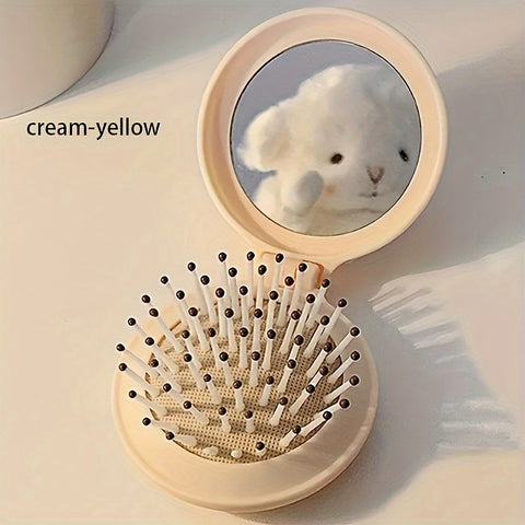 1 Pc Mini Portable Women's Comb For Outdoor, Lightweight Bifold Travel Comb With Mirror