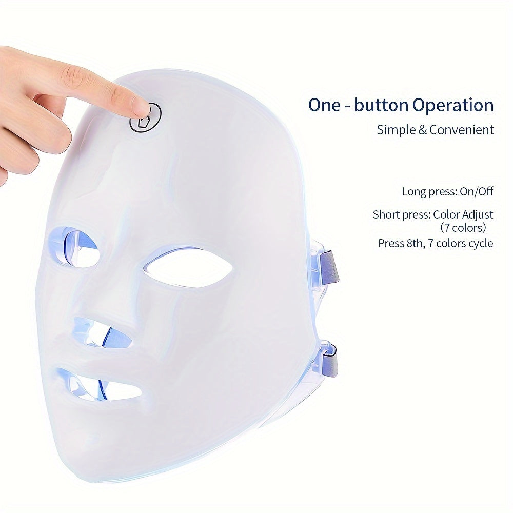 USB Rechargeable 7-color LED Face Mask Facial Care Tool