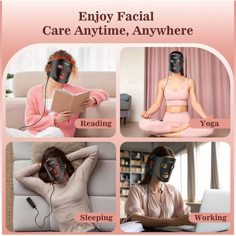 Red Light Relax for Face, LED Face Mask Light Relax, LEDs Face Mask& Neck Mask Red Wavelength, Rechargeable Ergonomic Design for True Skincare At Home
