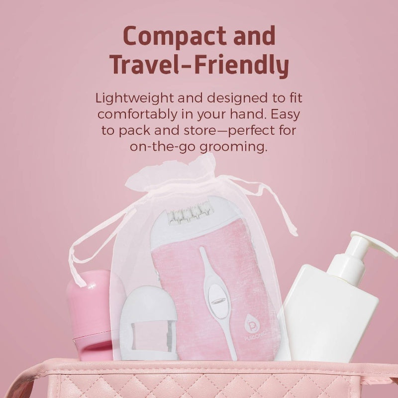 Fe120P Cordless Epilator with 40 Tweezers - Rechargeable 2 Speed Epilators Hair Removal Women - Compact Hair Removal Device Arms, Underarms Bikini Area Pink, Bikini Area Hair Remover, Facial Hair Tweezing, Compact Epilator Device, Dual Speed Epilator