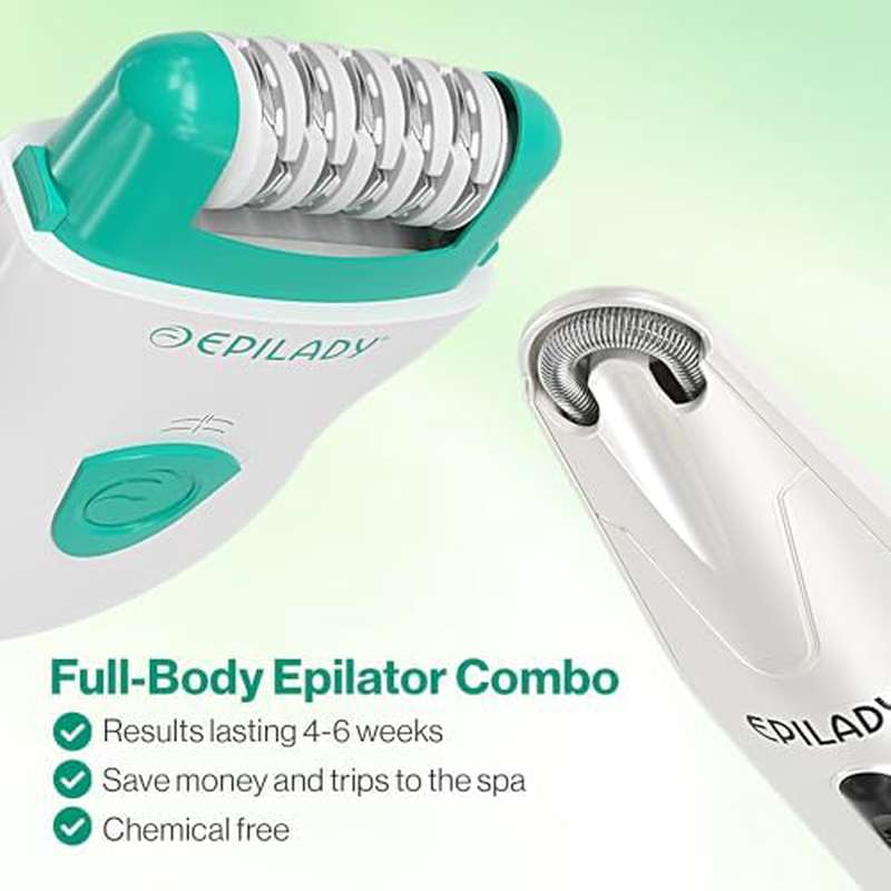 Epilady 2-in-1 Full-Body & Facial Epilator Bundle for Women - Corded\u002F- (AA Not Included) Hair Removal Device with Speed & Esthetic Modes, 31,000 RPM Epilator for Legs, Arms, Face, Bikini Line, Sensitive Beige
