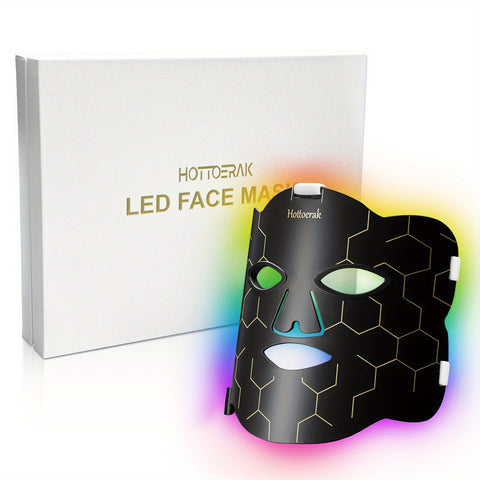 Seven Color Silicone Flexible LED Facial Mask, 10\u002F15\u002F20 Minute Timer, Portable Facial Tool With Timer Settings, For Home And Travel, Best Valentine'S Day Gift, Birthday Gift, Surprise Gift For Girlfriend, Wife