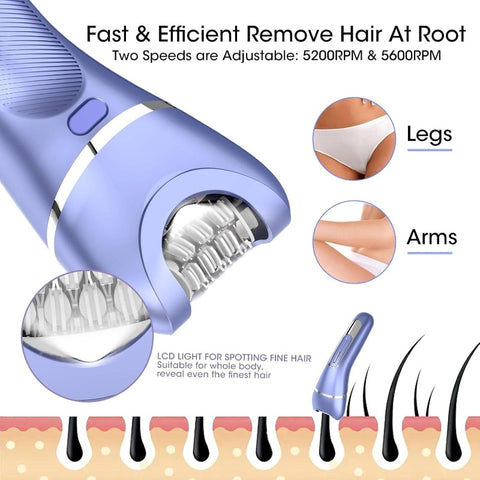 Epilator Women, 7in 1 Hair Removal Women, Body Shaver, Bikini Trimmer, Face, Brush, Face Massage, Foot, Waterproof Shavers, Female, Facial Hair Removal, Body Grooming Tool, Handheld Device, Ergonomic Grip, Durable Construction, Waterproof Shaver