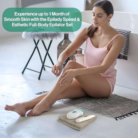 Epilady 2-in-1 Full-Body & Facial Epilator Bundle for Women - Corded\u002F- (AA Not Included) Hair Removal Device with Speed & Esthetic Modes, 31,000 RPM Epilator for Legs, Arms, Face, Bikini Line, Sensitive Beige